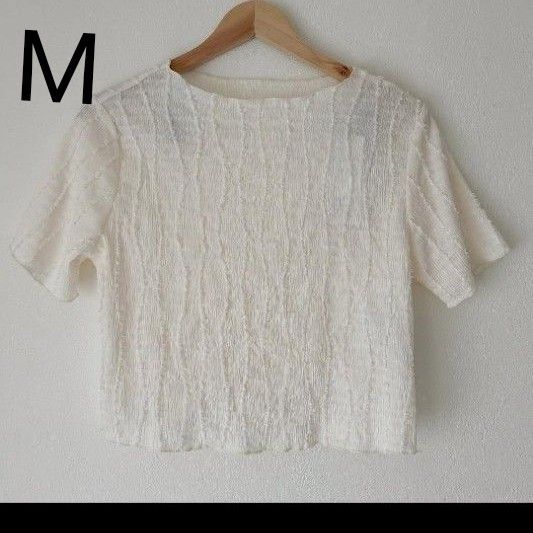 美品 しまむら ルナシオン シャギー カットソー M 淡色