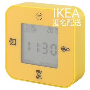 イケア KLOCKIS クロッキス 時計 /温度計 イエロー 1個