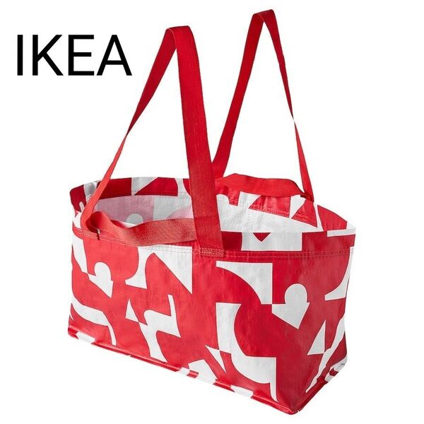 IKEA イケア LIGGBS リッグボース ホワイト/レッド 1枚 トートバッグ エコバッグ