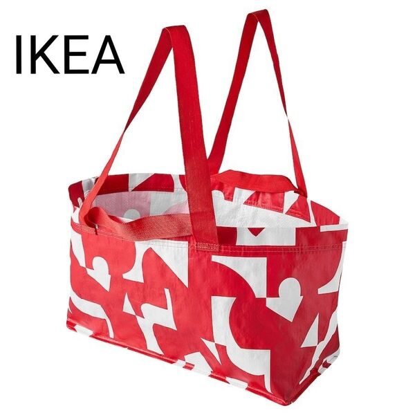 IKEA イケア LIGGBS リッグボース ホワイト/レッド 1枚 トートバッグ エコバッグ