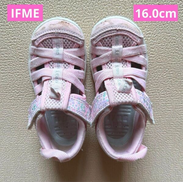 IFME イフミー サンダル ピンク 花柄 16.0cm