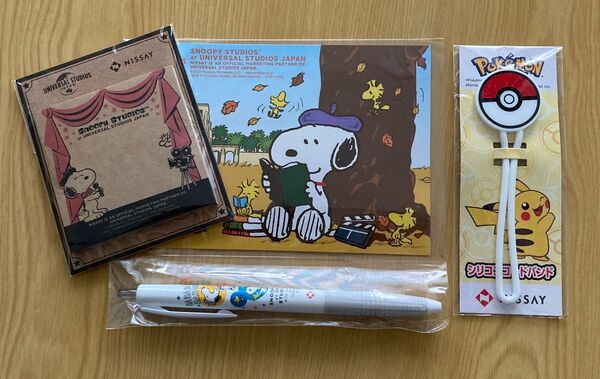 SNOOPYスヌーピー ボールペン メモ帳 ポケモン シリコンコードバンド