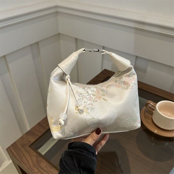 ハンドバッグ ショルダーバッグ オフホワイト 白 刺繍柄 エンブロイダリー柄 ボディバッグ フォーマル 冠婚葬祭 結婚式 パーティ