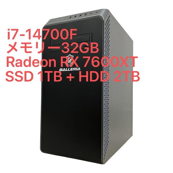 GALLERIA XA7C-76XT i7-14700F RX 7600XT 32GB SSD 1TB HDD 2TB Win11