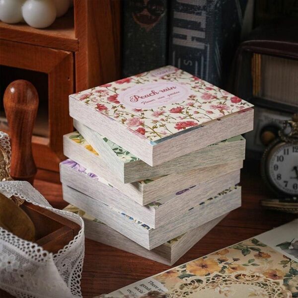 迷花蔓 6種 600枚 手書き紙 コラージュ素材 ペーパー メモ帳