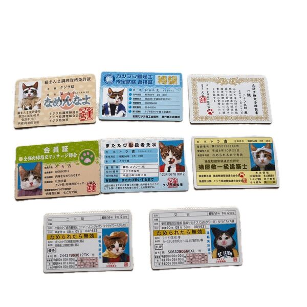 なめ猫の免許証風カード8枚セット