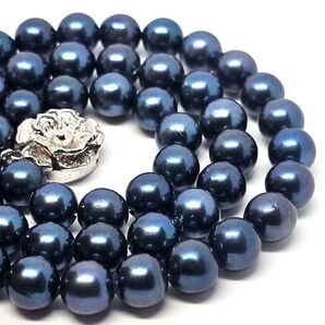 真珠 パールネックレス 本真珠 パール ネックレス 玉虫色 アクセサリー レディース パール ダークブルー