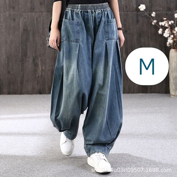 デニム ジーンズ モード系 袴パンツ サルエルパンツ ワイドパンツ イージーパンツ ルーズ デニムワイドパンツ デニムパンツ