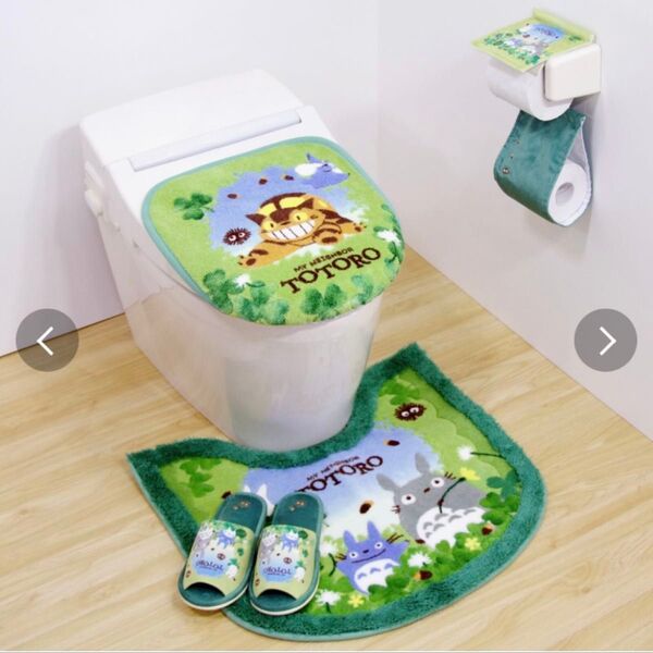 スタジオジブリトイレマットセット 4点 トイレマット+兼用フタカバー+スリッパ+ペーパーホルダーカバーN となりのトトロ