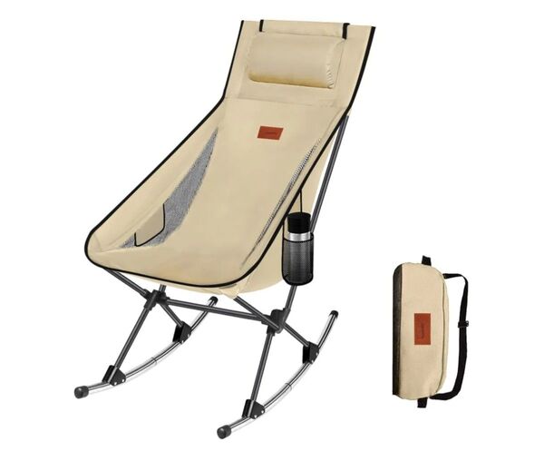 DesertFox ロッキングチェア 折りたたみ 枕付き 耐荷重150kg