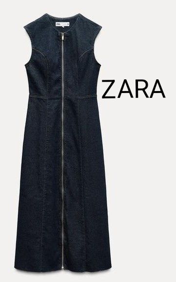 【ZARA】◆フロントジッパーデニムワンピース◆ ロングジレ◆ サイズM◆未着用タグ付き