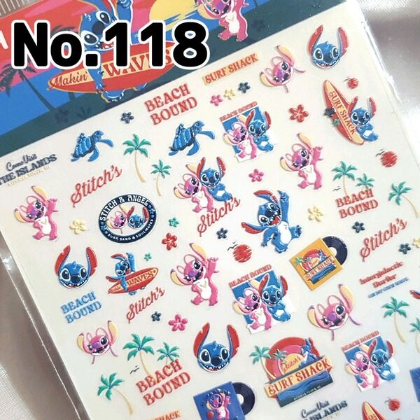 ☆No.118☆かわいい5D立体ネイルシール☆キャラクター☆スティッチ☆エンジェル☆ディズニー☆サーフィン☆