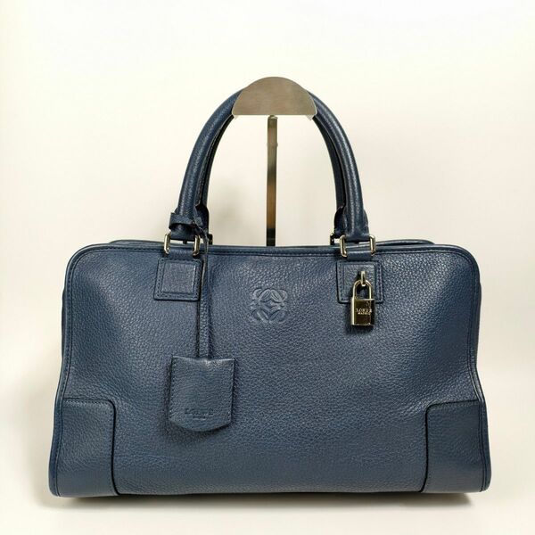 【美品】LOEWE ロエベ アマソナ36 ハンドバッグ ネイビー