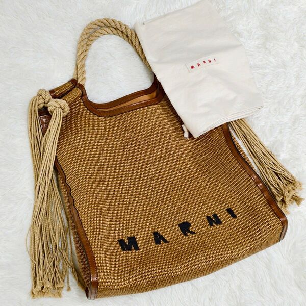 【極美品】MARNI マルニ ロープハンドル ラフィア サマーバッグ サイズ大