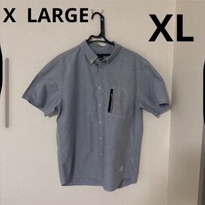 X LARGE 半袖 シャツ XL 大きいサイズ 薄めな青