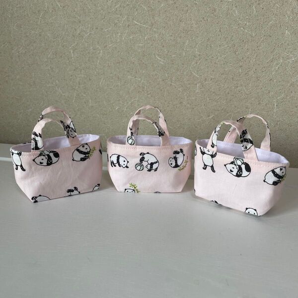 ミニミニトートバッグ ハンドメイド パンダ 3個セット