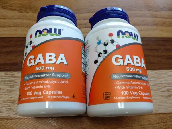 2個 GABA 500mg 100粒 NOW FOODS ナウフーズ ガンマ アミノ酪酸 ギャバ ビタミンB6 睡眠改善
