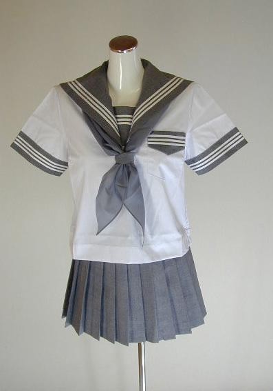 冬クリームセーラー服セット グレー襟（本格的）175cm やや大きい