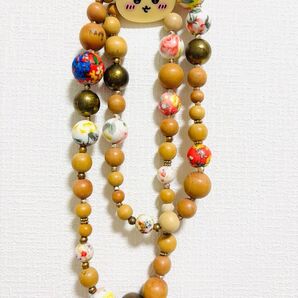 ネックレス ビーズ 大玉ビーズ 木製 夏 アクセサリー ハンドメイド素材