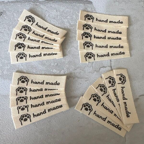 布 タグ handmade ラベル 肉球 20枚 ハンドメイド コットンタグ