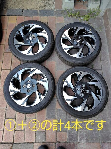※説明必読①2本セット【希少・新車外し】165/55R15 ES32 ヨコハマタイヤ スズキ 純正 ホイール 15インチ 4.5J