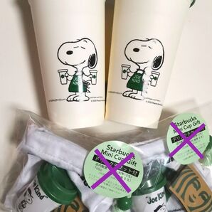 STARBUCKS リユーザブルカップ 巾着 ミニカップ4点セット PEANUTS スヌーピー コラボ