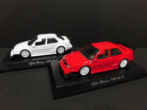 2台赤白 1/64 京商 アルファロメオ155 DTM Alfa Romeo155 DTM サーキット レース トミカサイズミニカー 模型 改造カスタム シャコタンブギ