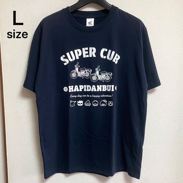 未使用タグ付き Lサイズ ホンダ×サンリオコラボ 半袖Tシャツ カットソー 青みがかったブラック プリント 男女兼用 ユニセックス