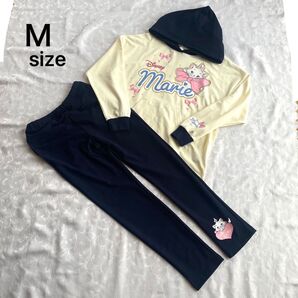 未使用タグ付き Mサイズ ディズニー おしゃれキャット マリーちゃん パジャマ 寝巻き 部屋着 ルームウェア ホワイト×ネイビー