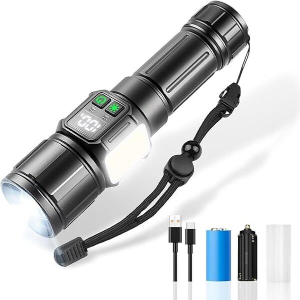 【未使用】懐中電灯 強力 ledライト【9照明モード・マグネット付き】大容量5000mAh Type-C 充電式/電池式 単4電池