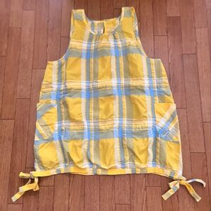 チェック柄エプロンワンピース イエロー