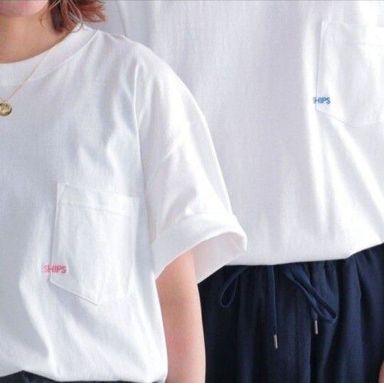 ships マイクロSHIPS ロゴポケットTシャツピンクMサイズ 半袖シャツ 半袖