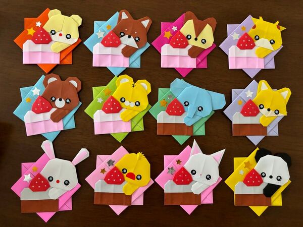 折り紙 メダル ケーキ 動物 ハンドメイド 12個