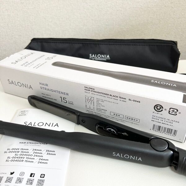SALONIA ストレートヘアアイロン SL-004S ブラック 15mm