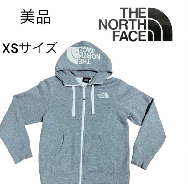 人気!!THE NORTH FACE ノースフェイスグレー ビックロゴパーカー XSサイズ レディース メンズも◎キッズも◎
