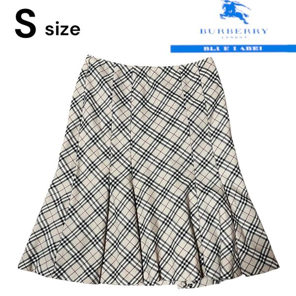 BURBERRY BLUE LABEL バーバリー・ブルーレーベル ひざ丈スカート ノバチェック フレア プリーツ Sサイズ