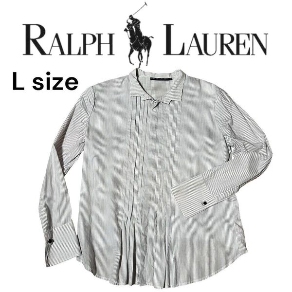 Ralph Lauren ラルフローレン ストライプ 長袖フレアーシャツ L レディース 羽織り
