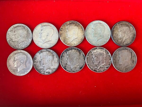 アメリカ ケネディ1964年 ハーフダラー銀貨 10枚 銀90% 硬貨