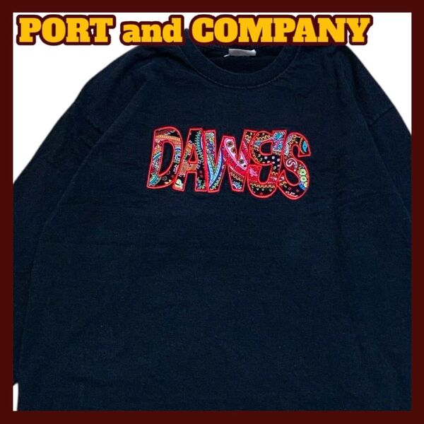 【US古着】PORT and COMPANY 長袖 ロゴ ロンT ブラック