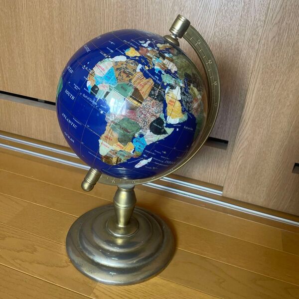 天然石地球儀 アンティーク 地球儀 インテリア オブジェ 置物 世界地図