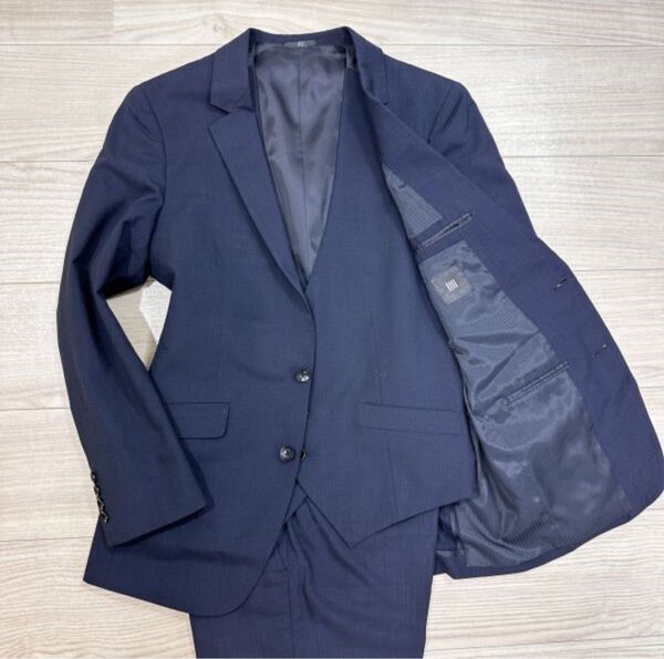 【SUIT SELECT 】 スーツセレクト リバーシブル Y4 ネイビー スーツ セットアップ メンズ 3ピース