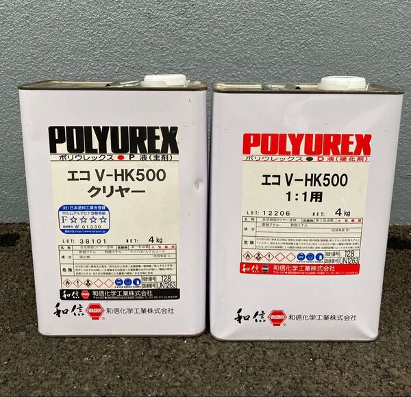 業務用 木部用高級仕上げウレタンクリヤー 和信化学 エコ V-HK500 クリヤー 8キロセット ほぼ満たん 昨年購入の半額