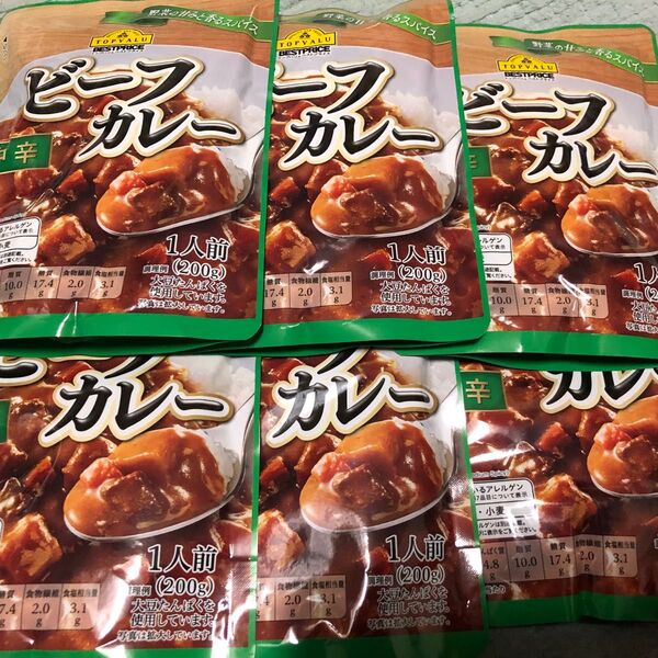 【新品未開封】トップバリュ ビーフカレー 中辛 6袋セット レトルト食品