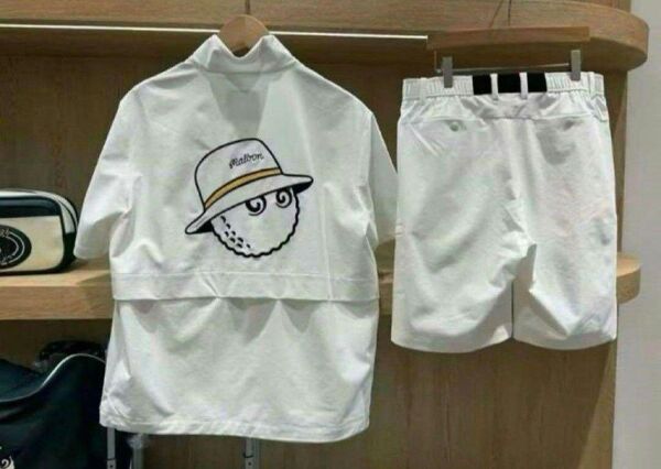 マルボン ゴルフ メンズ ハーフジップシャツ ショートパンツ 2点セット 白