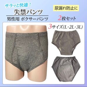 【LL/300㏄】2枚 失禁パンツ 男性用 尿漏れパンツ ボクサーパンツ 吸水パッド