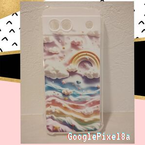 Google Pixel 8a スマホケース 虹色 雲と海 TPU クリアケース