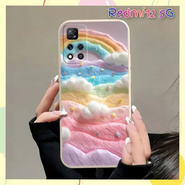Redmi12 5Gケース かわいい 虹 雲