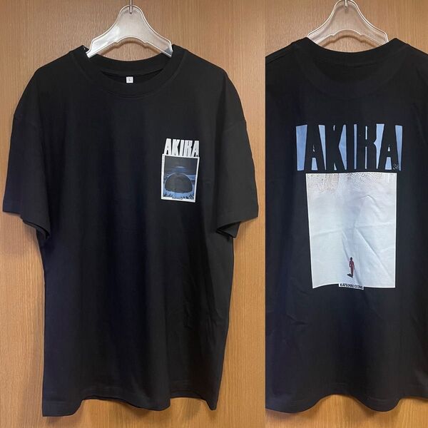 Lサイズ 両面プリント AKIRA 大友克洋アキラ アニメTシャツ 黒 ネオ東京 金田正太郎 島鉄雄 SF 胸プリント