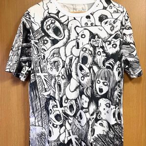 伊藤潤二 総柄半袖Tシャツ ビックT 富江マニアック カットソー ホラー
