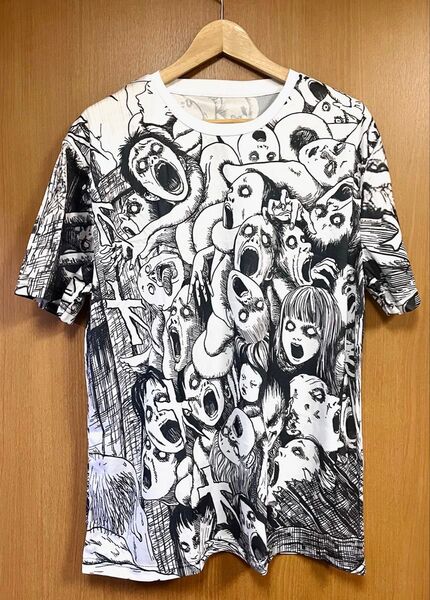 伊藤潤二 総柄半袖Tシャツ ビックT 富江マニアック カットソー ホラー うずまき Tシャツ 半袖 古着